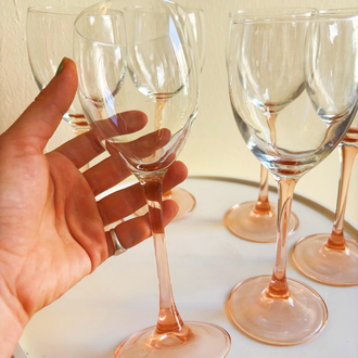 80’s French Pink Wine Glasses