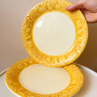 90’s Yellow Fruit Embossed Ceramic Plates
