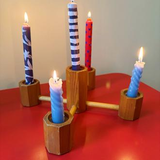 50’s Wooden Candelabra