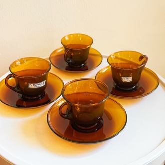 70’s Hand Blown Amber Glass Espresso Cups