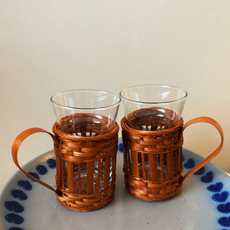 70’s Bamboo Glass Mugs