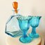 Blue Glass Flower Shaped Goblets