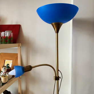 80’s Cobalt Blue & Brass Floor Lamp 