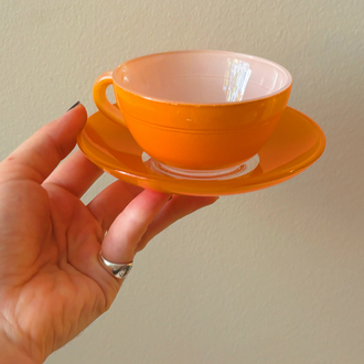 80’s Duralex Orange Glass Espresso Cups 