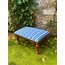 Blue + White Striped Walnut Foot Stool 