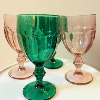 80’s American Duralite Colorful Glass Goblets 