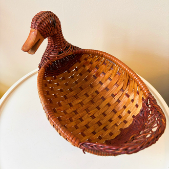 Handwoven Rattan Duck Basket
