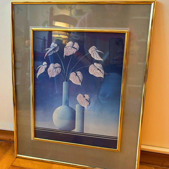 80’s Gold Framed Anthurium Wall Art 