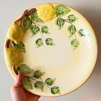 Italian Lemon Embossed Handmade Ceramic Plate 