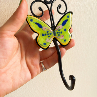 Handpainted Ceramic + Cast Iron Wall Hooks