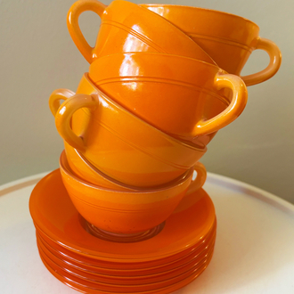 80’s Duralex Orange Glass Espresso Cups 