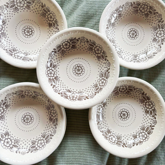 70’s Brown Floral Rustic Plates
