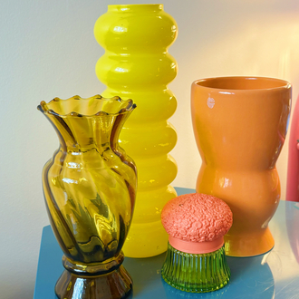 70’s Amber Handblown Glass Vase