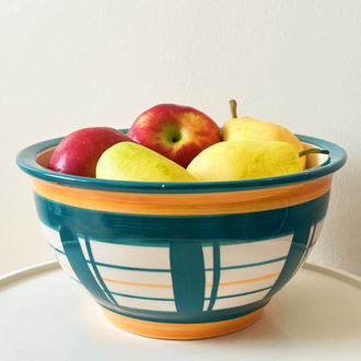 90’s Handmade Large Ceramic Fruit Bowl 