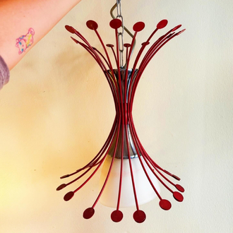 Red Metal + Glass Funky Ceiling Lamp