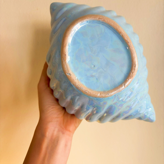 80’s Baby Blue Ceramic Seashell Bowl 