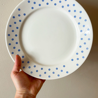 80’s Blue + White Spiral Ceramic Plates