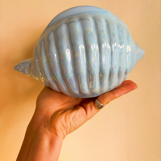 80’s Baby Blue Ceramic Seashell Bowl 