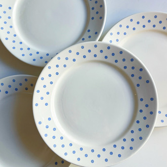 80’s Blue + White Spiral Ceramic Plates
