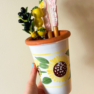 Italian Handmade Ceramic Floral Utensil Cups