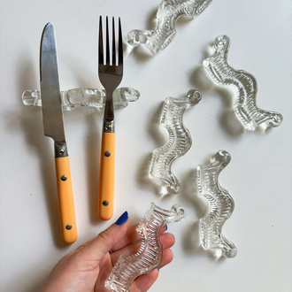 Midcentury Crystal Cutlery Rests