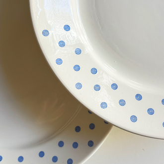 80’s Blue + White Spiral Ceramic Plates