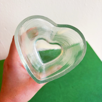 80’s Heart Shaped Clear Glass Vase 