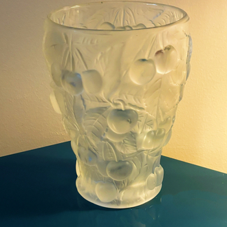 1950’s Czech Cherry Embossed Art Glass Vase