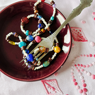 Vintage Necklace with Gemstones and Glass Beads