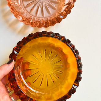 80’s French Pink & Amber Ashtrays 