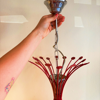 Red Metal + Glass Funky Ceiling Lamp