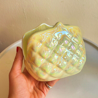 80’s Iridescent Ceramic Purse Shaped Vase