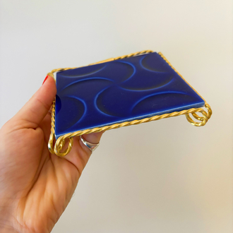 Cobalt Blue Handmade Ceramic German Coaster