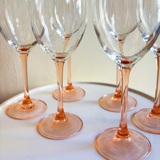 80’s French Pink Wine Glasses