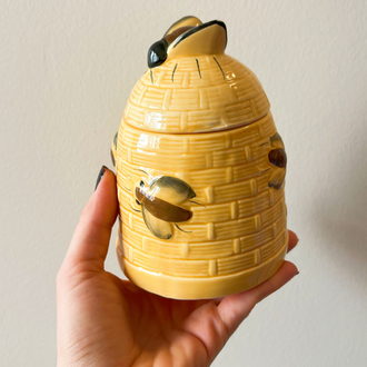 Ceramic Bee Embossed Honey Jar