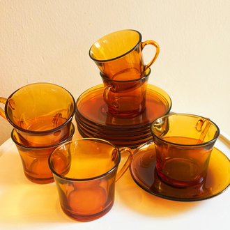 70’s French Duralex Amber Espresso Cups 