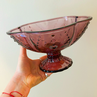 Purple Glass Pedestal Bowl