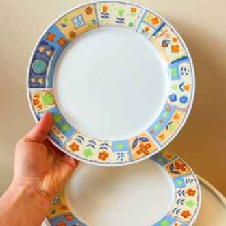 90's Floral Porcelain Plate Set 