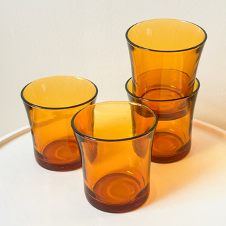 70’s French Amber Glass Tumblers