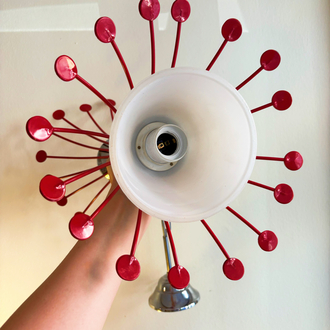 Red Metal + Glass Funky Ceiling Lamp