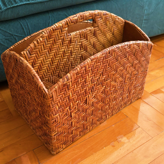 70’s Rattan Magazine Rack