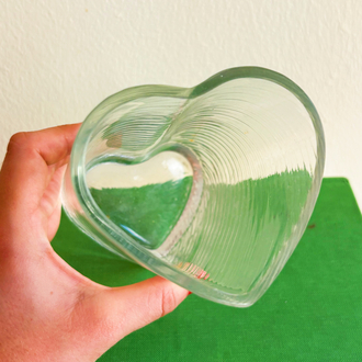 80’s Heart Shaped Clear Glass Vase 