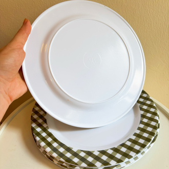 70’s Deadstock Green Gingham Melamine Plates 