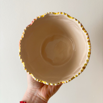 Flower Embossed Ceramic Flower Pot