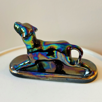 80’s Iridescent Ceramic Dog Figurine
