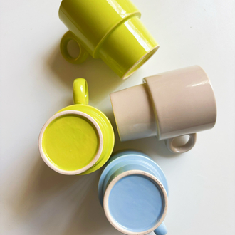 Stackable Lego Pastel Ceramic Mugs