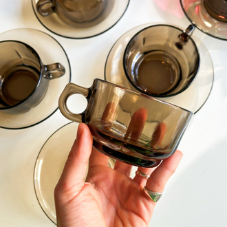 80’s Fumed Glass Teacups 