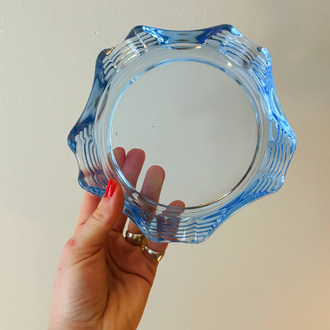 80’s French Blue Glass Ashtrays