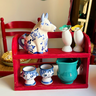 70’s Red Wooden Mini Kitchen Shelf 