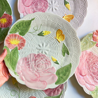 Italian Flower Embossed Ceramic Plates